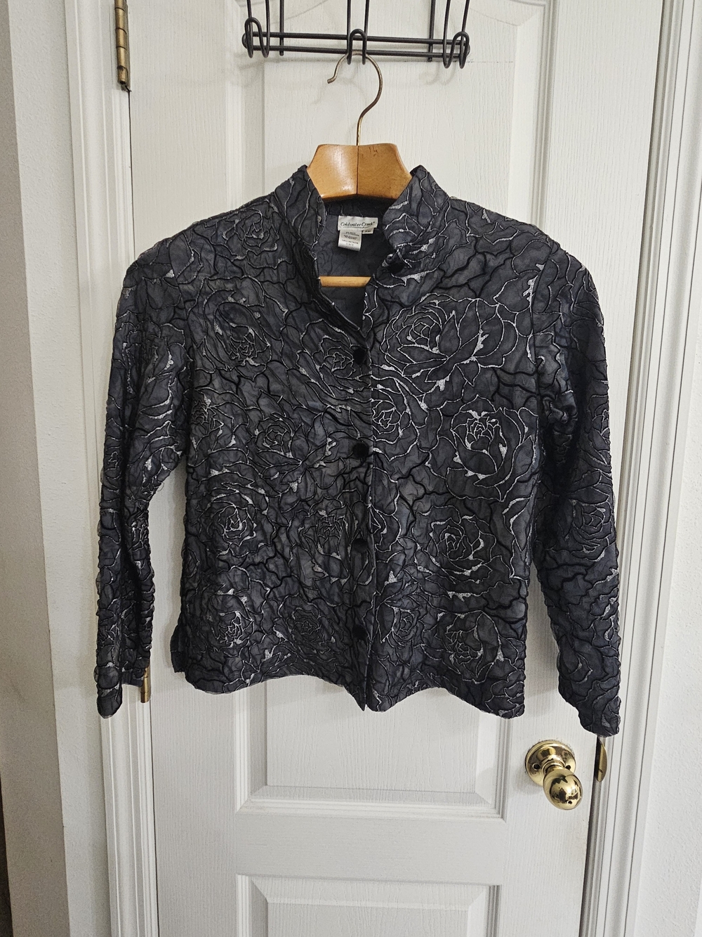 Coldwater Creek Black Floral Burnout Jacket